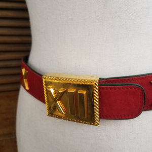 Escada Red Suede Equestrian Belt Vintage M